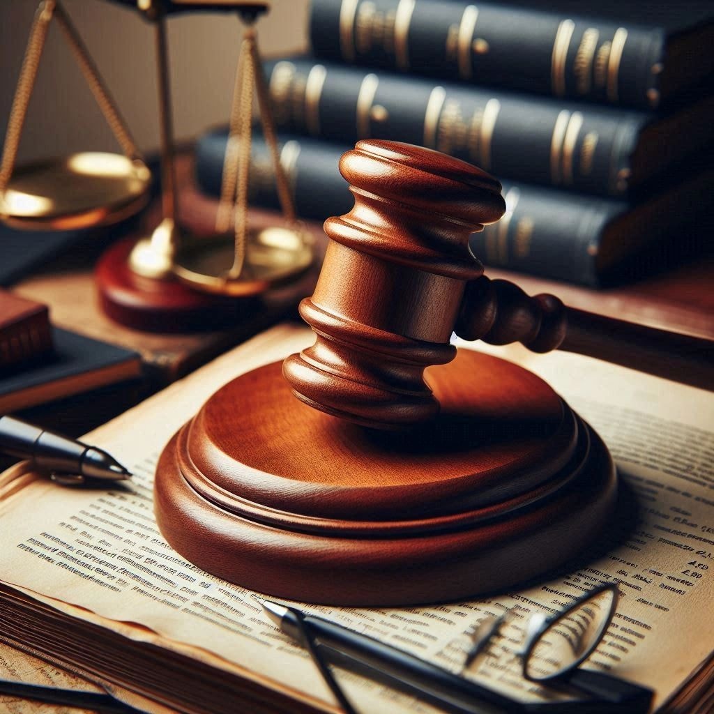 Legal gavel on law book